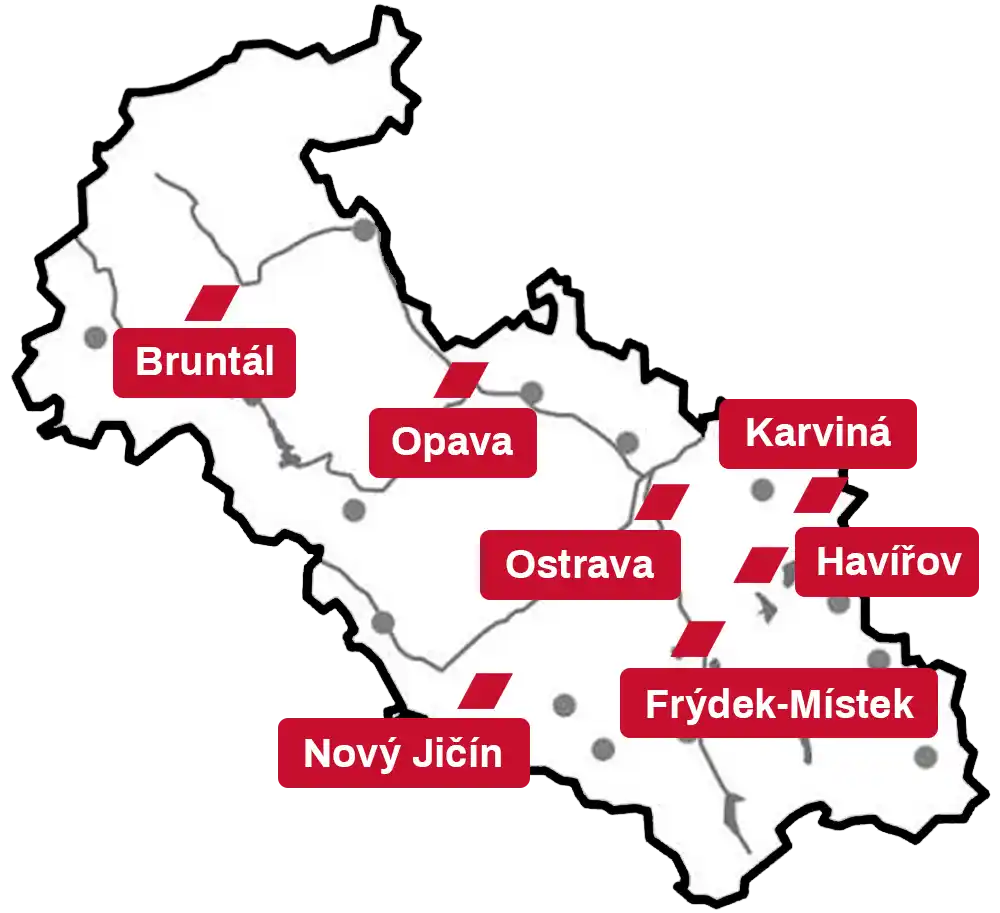 Mapa Moravskoslezský kraj Mapa Moravskoslezský kraj